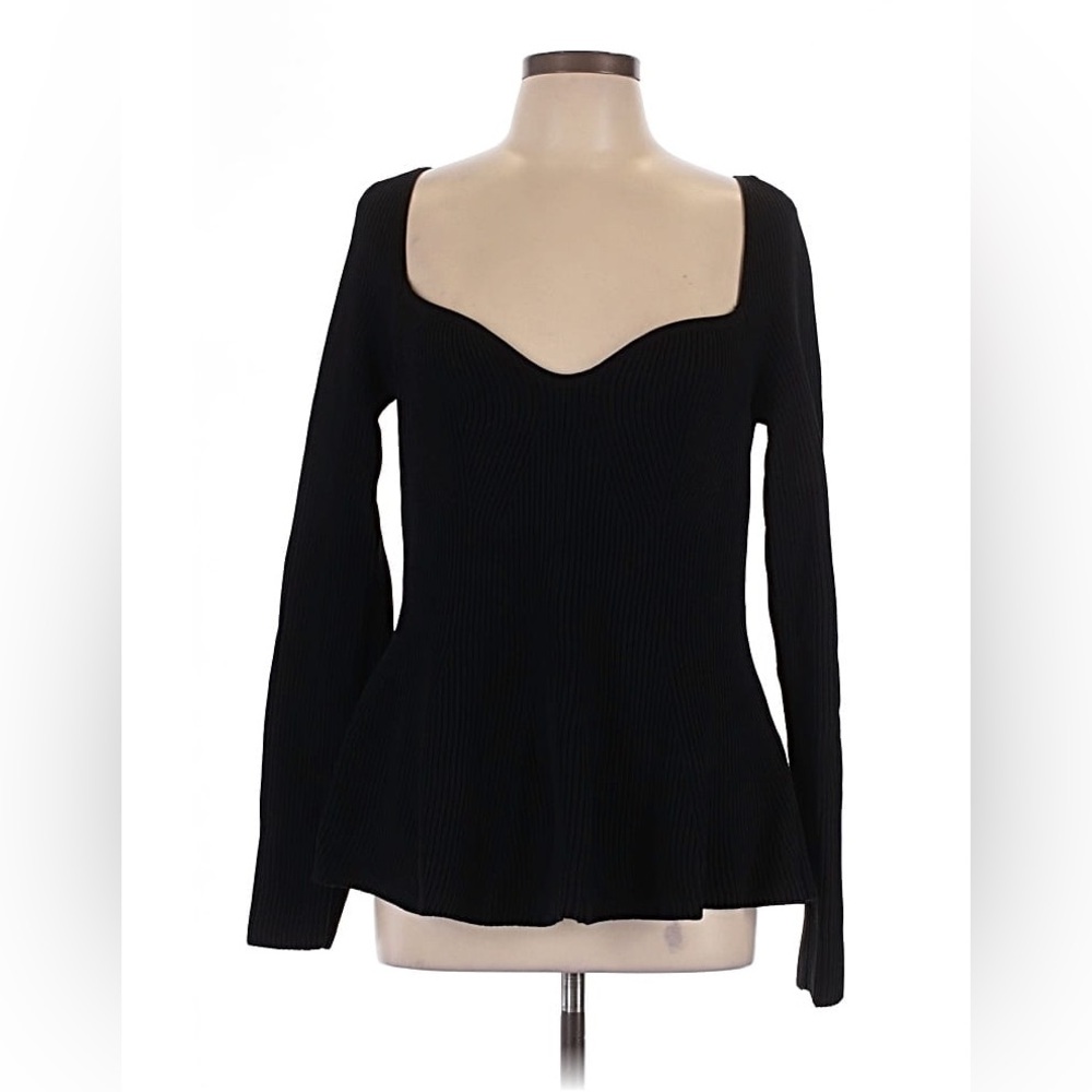 H&M ribbed sweetheart peplum sweater nwt size large